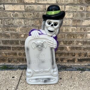 Vintage Grave Tombstone Skeleton Halloween Blow Mold 27" Rare Stranger Things